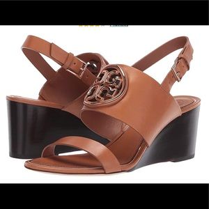 NWT- TORY BURCH MILLER 65MM WEDGE - TAN/ROSE GOLD